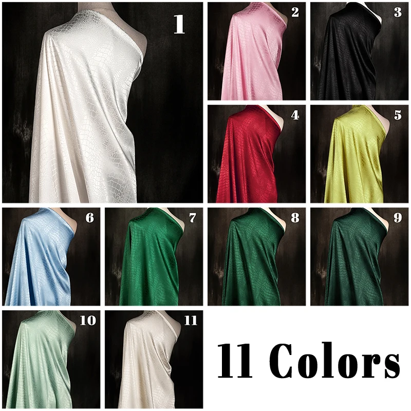 

Crocodile Skin Patterned Jacquard Fabric Slightly Stretchy Satin New Chinese Style Skirt Hanfu Horse-face Skirt DIY Sewing Cloth