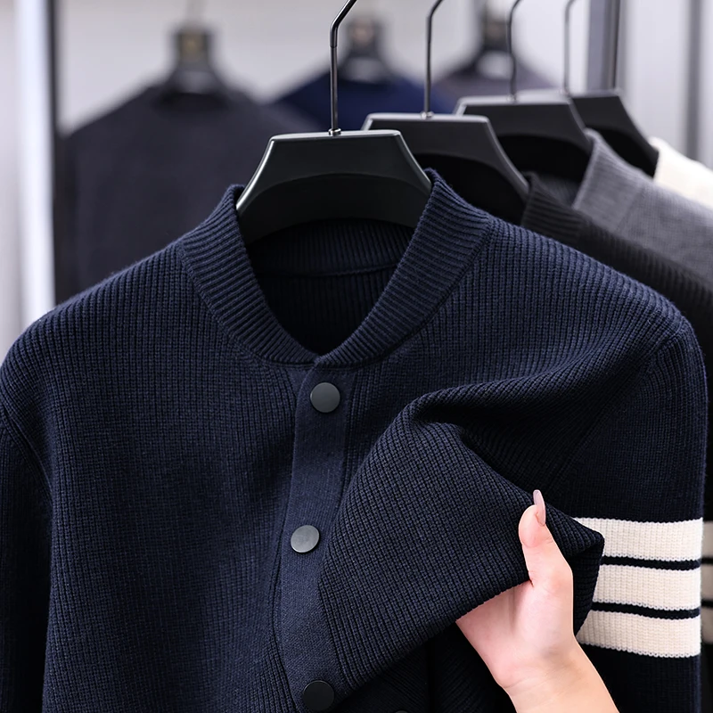 Winter Clothing Men Style - Fashion Man Long-Sleeved Knitted Cardigan Stripe