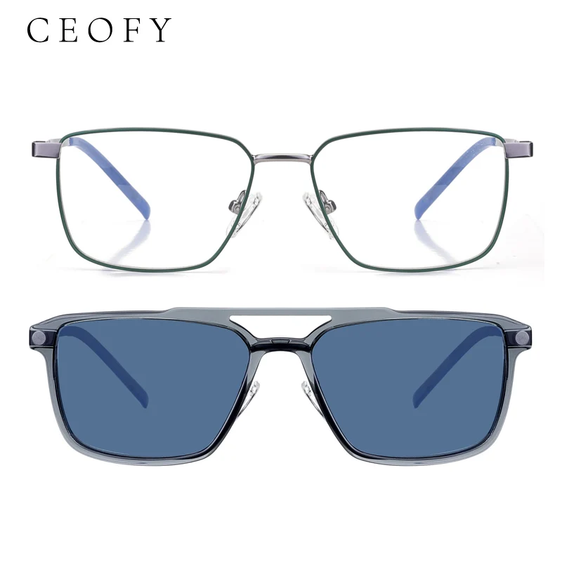 Ceofy Men Metal Fashion Glasses Frame Retro Sun Clip On Polarized Driving  Myopia Prescription Optical Eyewear 2023 New Arrival