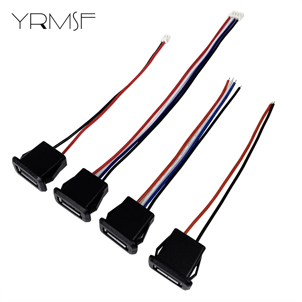 YRMSF 1/2/5pcs USB Connector 2Pin 4Pin Female Power Socket Computer TV Wiring USB Port PH2.0 for Household Appliance Cable LED