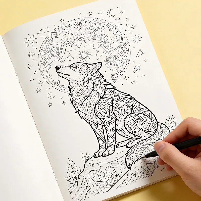 A 24 Page,  Sketchbook for Calming Down and Stress Relief, Including Line Drawing and Coloring, Multi Theme Coloring, No Pens