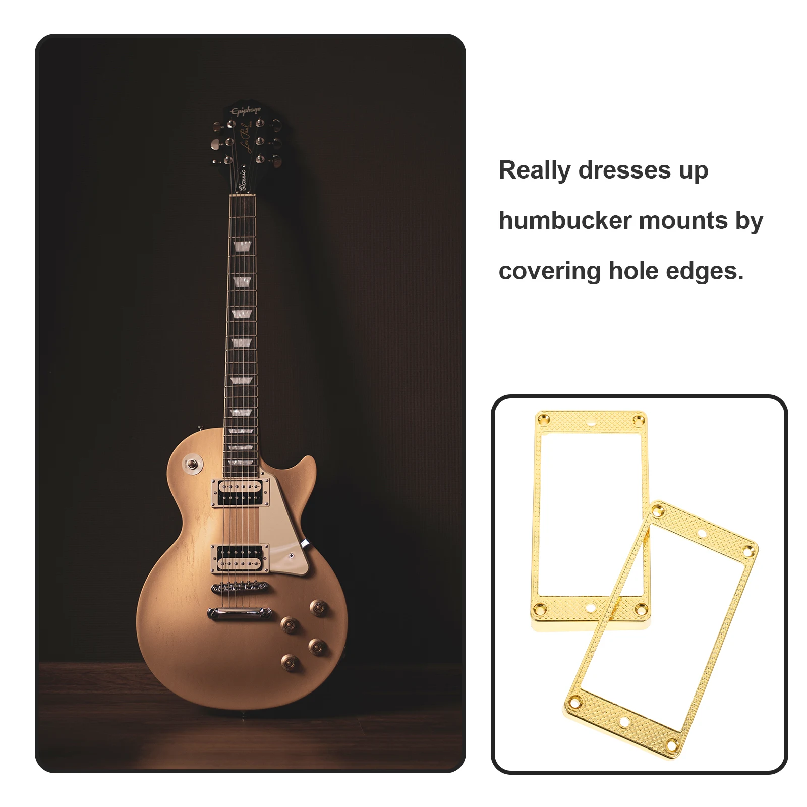 

Metal Frame Guitar Pickup Rings for Electric Humbucker Mounting Gold Pickups Plate Compatible with LP Neck Bridge Curved