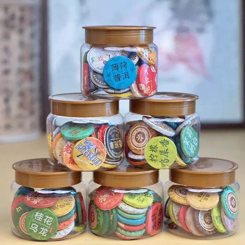 

Choice Mini Puer Small Tea Cake Storage Bottle 30 Various Shu&Raw Pu'er Green/Blacktea Sealed Jar Chinese Yunnan Free NO Bottle