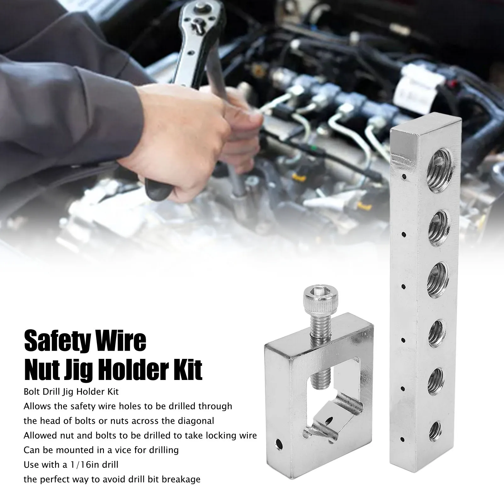 Safety Wire Lockwire Nut Kit Carbon Steel High Hardness Precise Bolt Drill Jig Metric