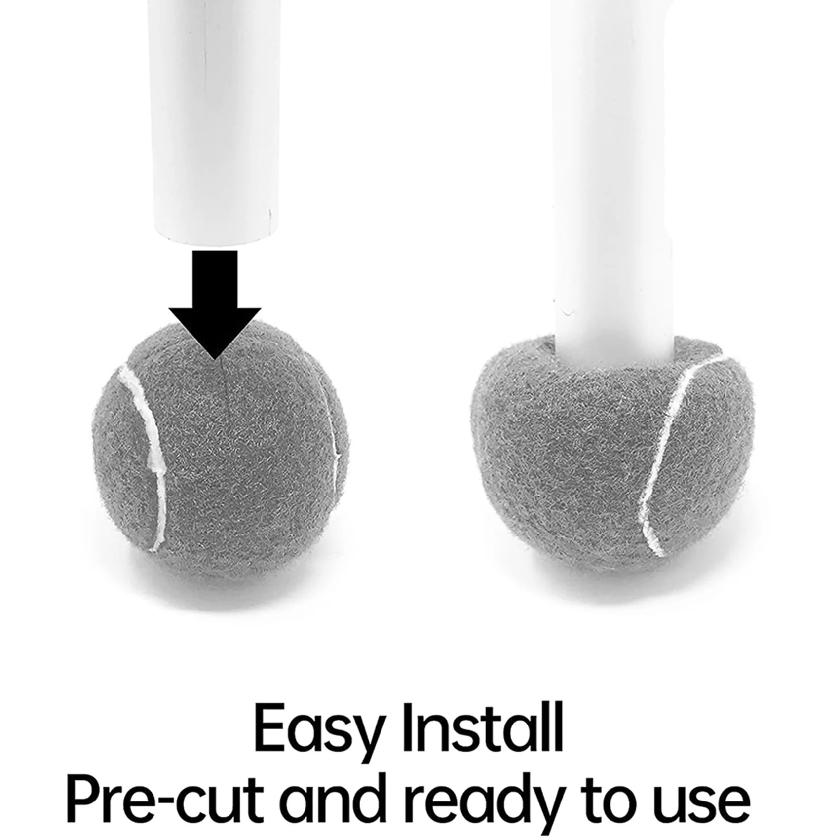 

6 шт. предварительно вырезанный теннисный мяч Walker для ножек мебели и защиты пола, сверхмощное долговечное фетровое покрытие, серый