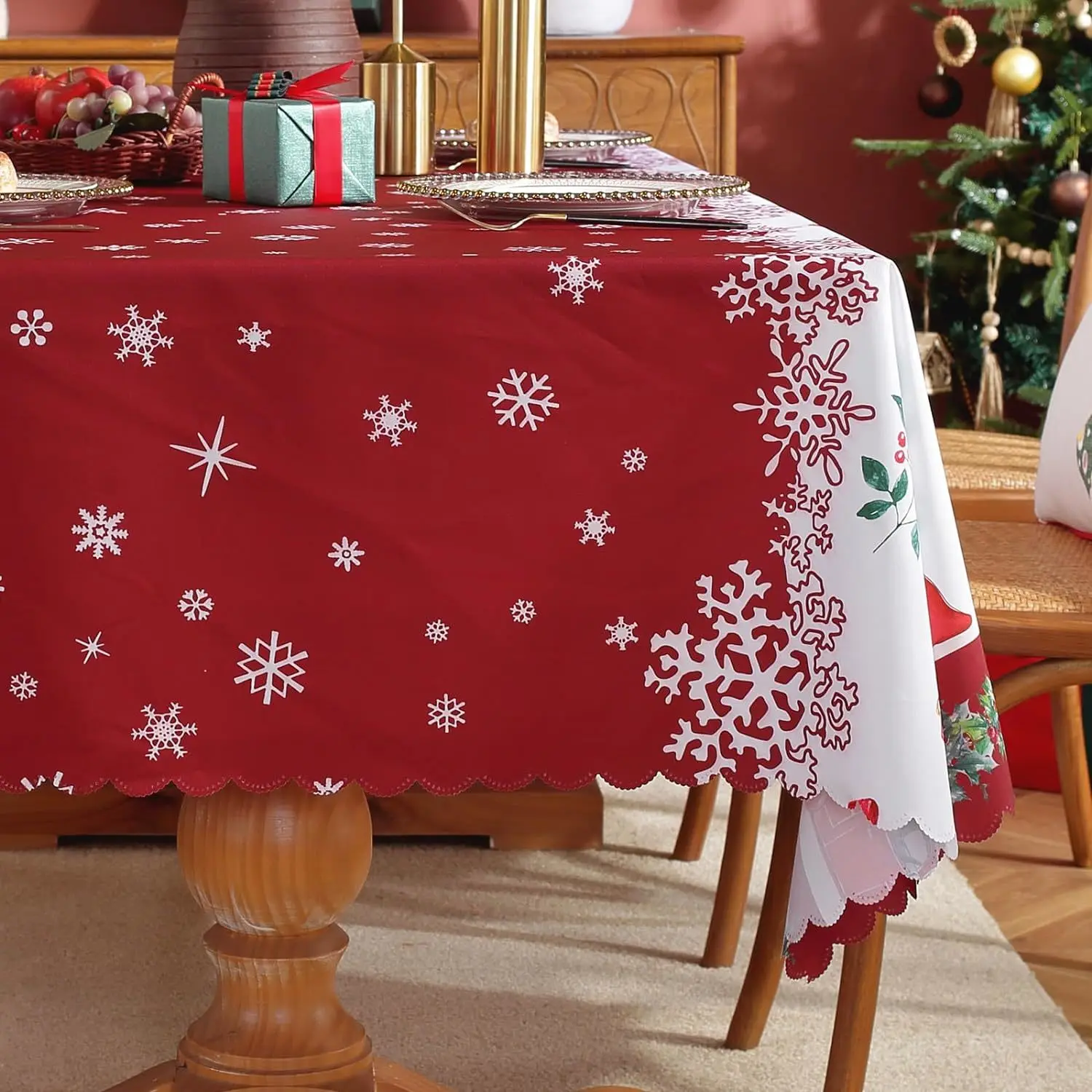 Customized Christmas tablecloth, rectangular Christmas tablecloth, used for wiping and cleaning Christmas parties