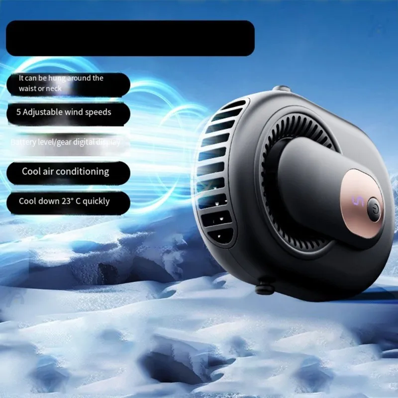 [NEW!N92R】 Multi-Speed, USB Rechargeable Portable Waist Fan With Neck Strap, Low Noise Design Ideal For Outdoor Work