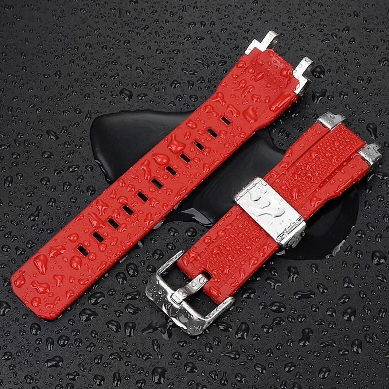 Watch Accessories For Casio MTG-B1000 G1000 Watch Strap Solid Steel Linker Rubber Silicone Pin Buckle Bracelet