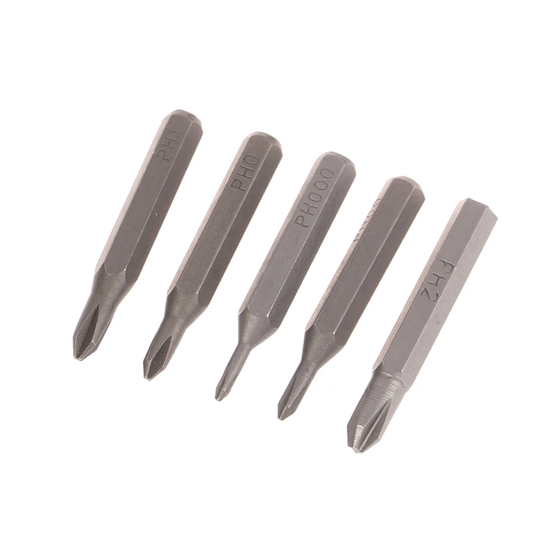 5 Stück H4 × 28 mm Kreuzschraubendreher-Bits PH0000 PH000 PH00 PH0 PH1 PH2 4 mm Sechskantschaft Professionelles Schraubendreher-Set Werkzeuge