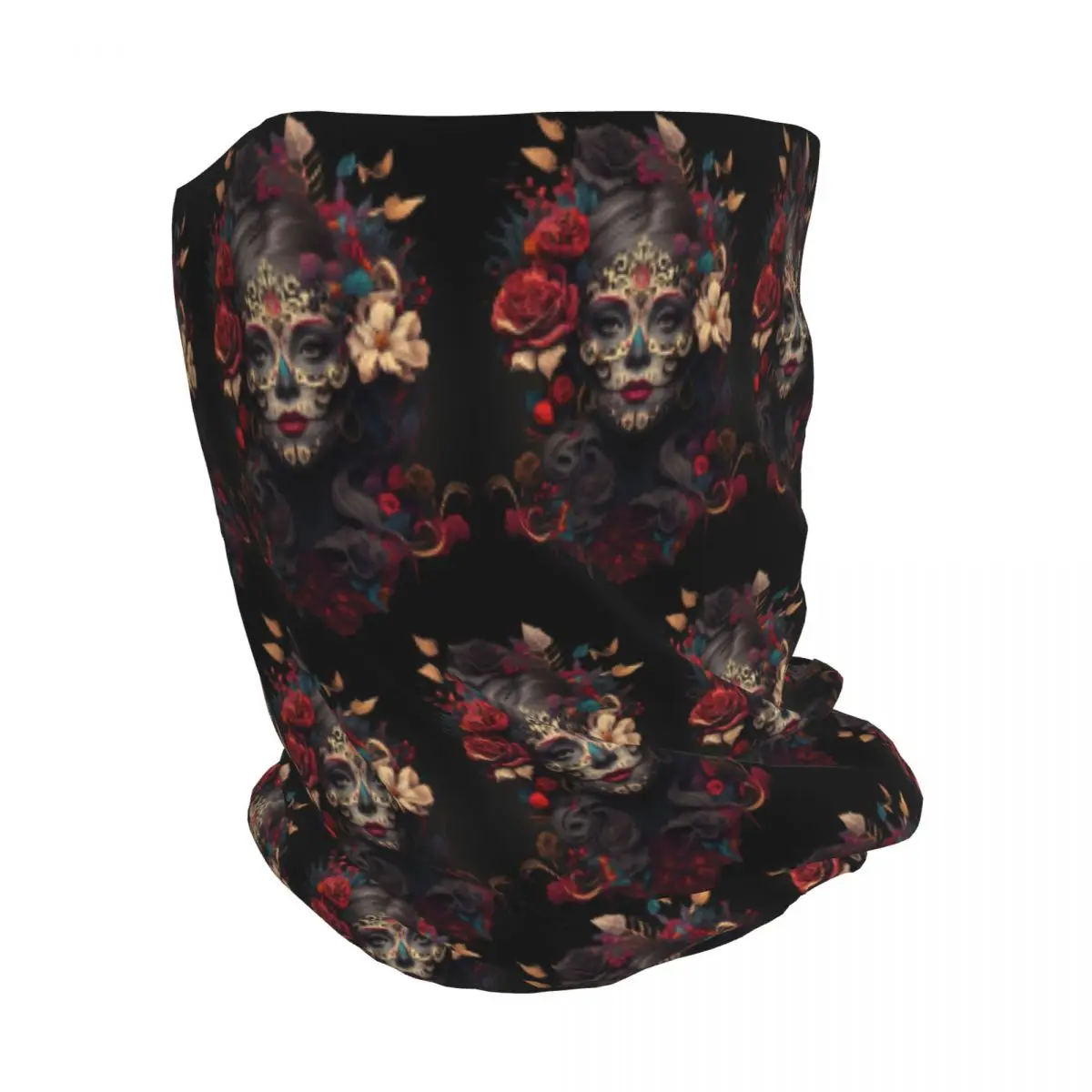 Mexican Catrina Girl Day Of The Dead Sugar Skull Bandana Neck Gaiter Mask Scarf Multi-use Face Mask Beanies Hat Adult All Season