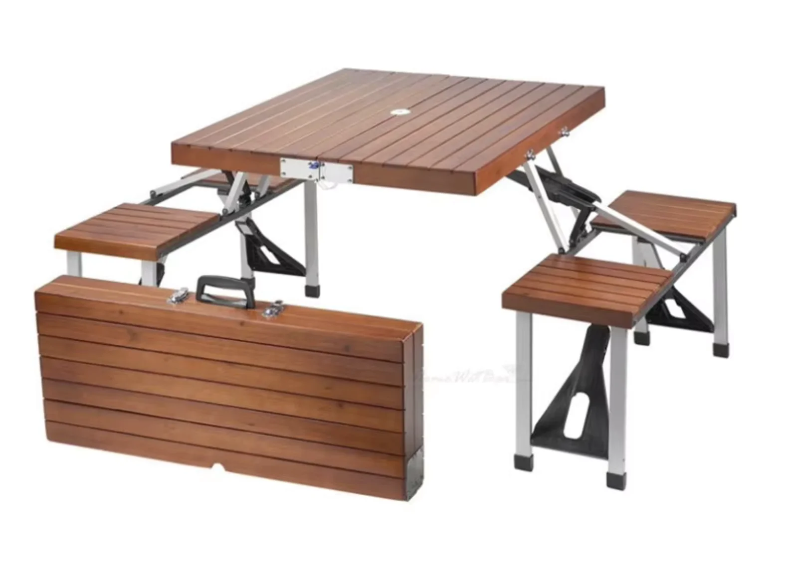 Modern Outdoor Solid Wood Alum - Folding Picnic Table ulasan dan harga
