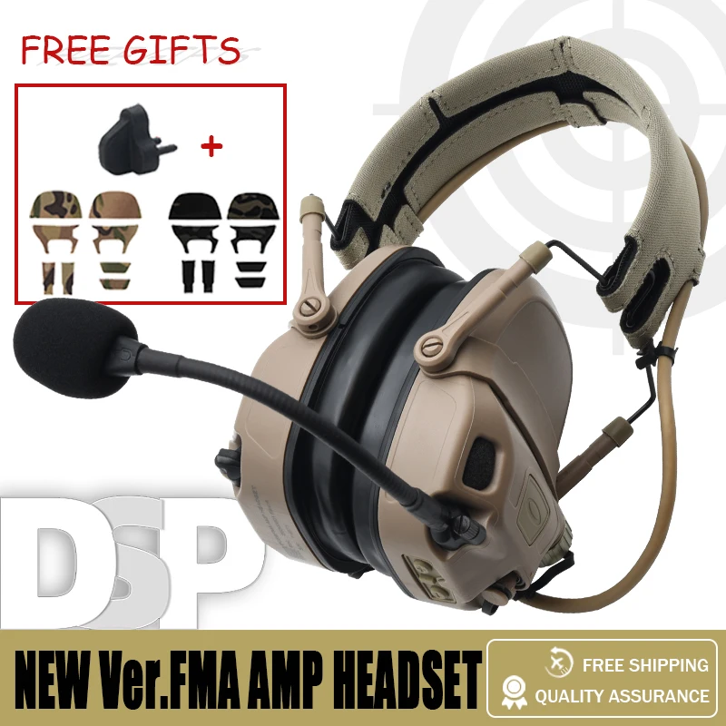 

New FCS-TACTICAL AMP Headset Full Digital Dual DPS Tactical Communication Noise Reduction Dual-Channel V20/V60 PTT Accessory