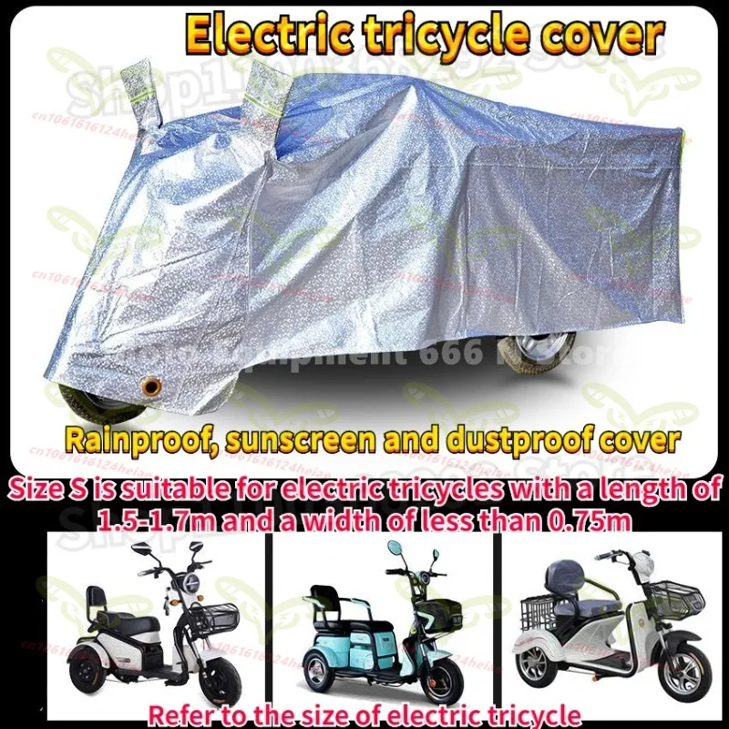 

Waterproof Electric Tricycle Cover Indoor Outdoor Sunscreen Rainproof Dustproof Motorcycle Cover Universal Thickening S-3XL