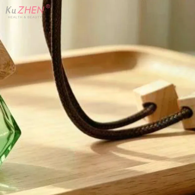 1Pcs 8ml Triangle Cover Brown Rope Gradient Rhombus Glass Bottle Empty Car Essential Oil Diffuser Fragrance Perfume Bottle