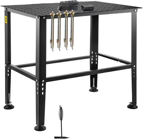 36" x 24" Welding Table with 800LBS Capacity, Heavy-Duty Workbench with Fixture Holes and Anti-Slip Pads for Assembly Repair