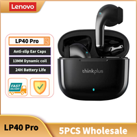 5PCS Original Lenovo LP40Pro TWS Earphones Wireless Bluetooth  Sport Noise Reduction Headphones Touch Control 250mAH Earphones