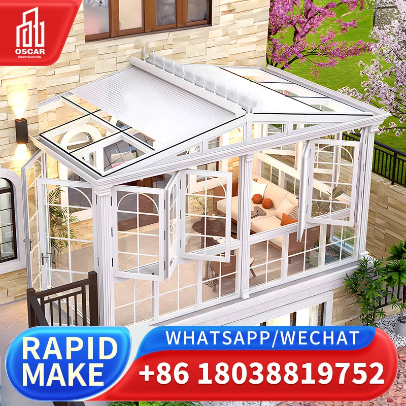 Multifunctional Sunroom Solarium Glass House Customized for Backyard Patio in North America Factory