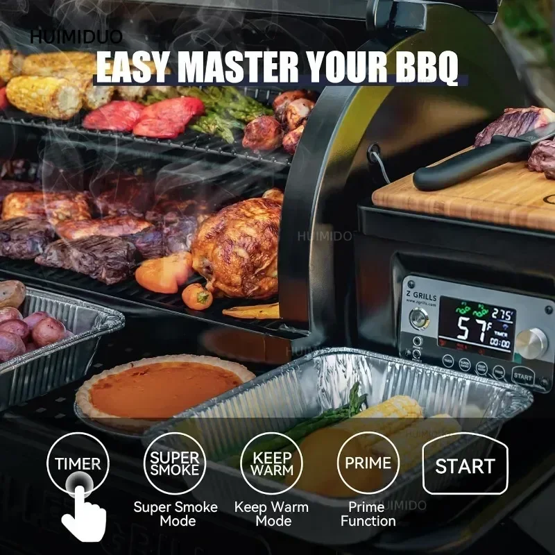 Z GRILLS Smoker with Controller, 1068 sq. in Cooking Area with Wi-Fi, Black Wood Pellet Grill