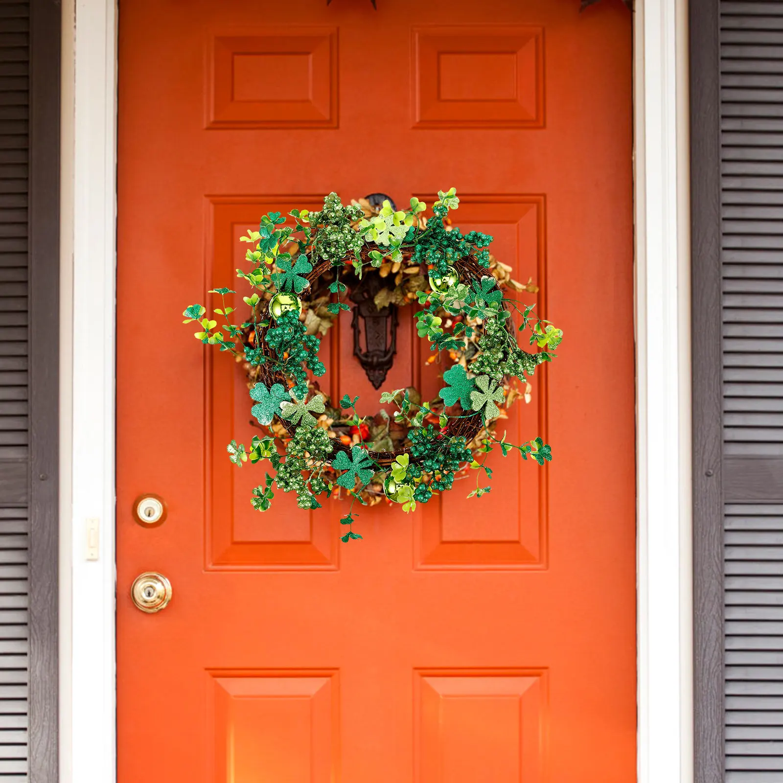 

Венок из клевера ко Дню Святого Патрика, подвесное украшение, декоративный венок для двери, подвеска с искусственными листьями, праздничный декор, гирлянда для входной двери