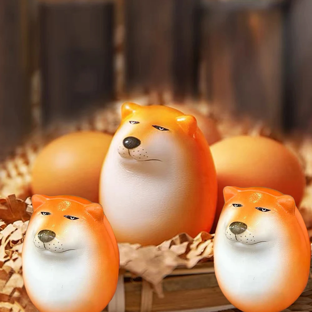 Cartoon Shiba Inu Dog Egg Figure Stress Relief Doll Mochi Squishy Toys Silly Hilarious Fuuny Gifts Desktop Home Decor Supplies