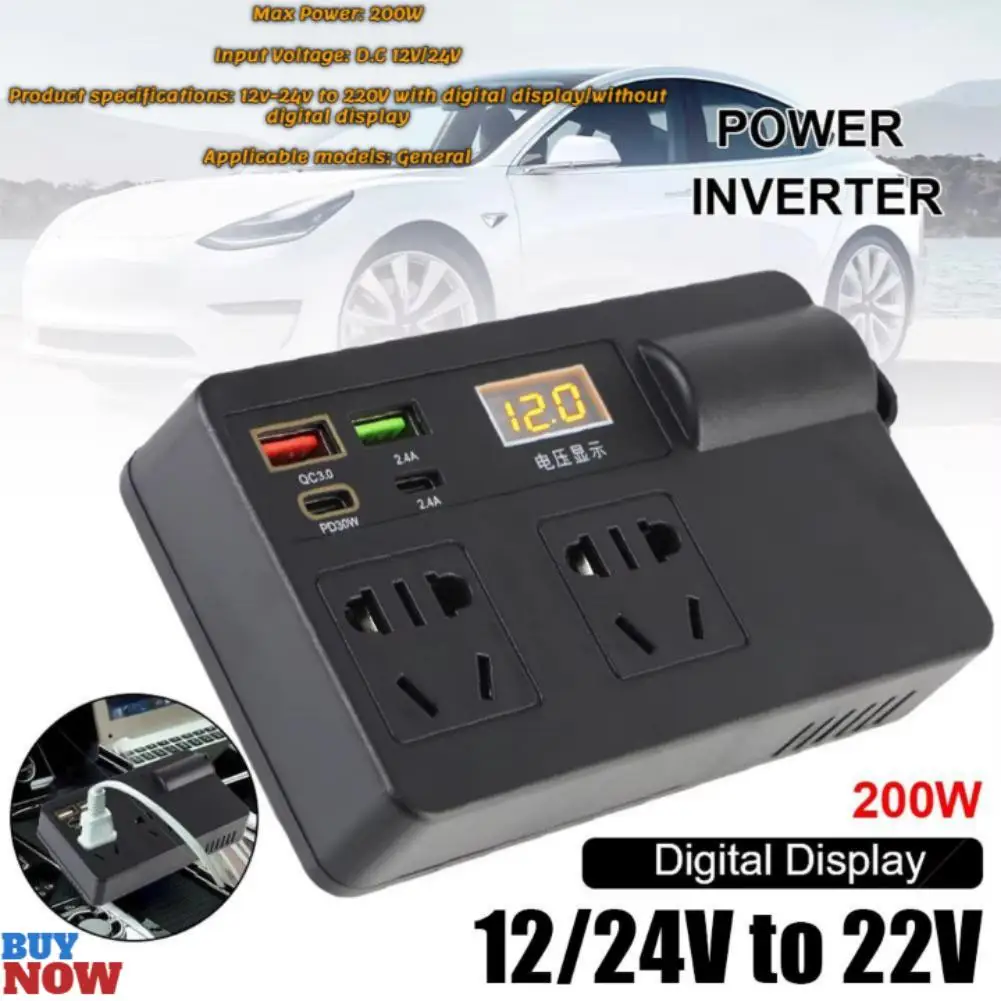 NEW Multi-Functional Car Inverter Converter 12V24V To 220V Mobile Phone Plug-In Motorcycle Electronic Accessories