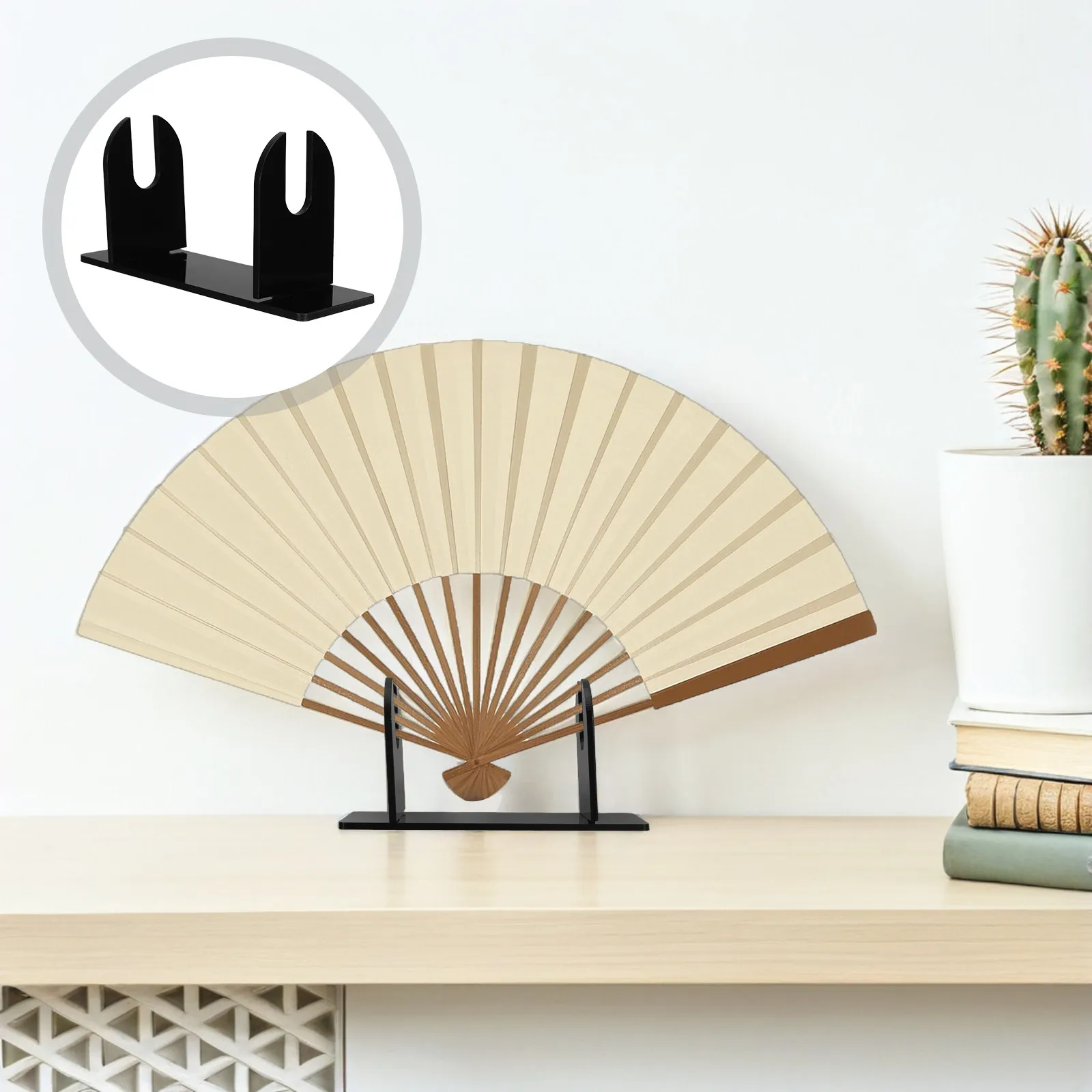 2Pcs Acrylic Folding Fan Stand Portable Handheld Display Stand for Hand Fans Showcase Artistic Details Stable Support Fan