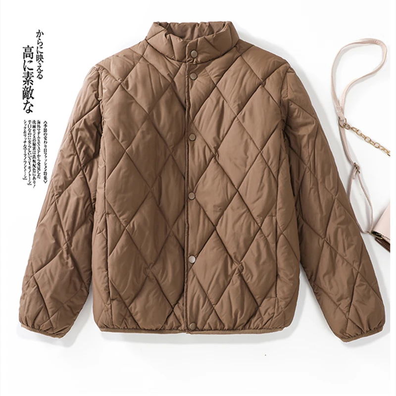 2024 Winter Diamond Grid Women\'s Down Puffer Jackets Baggy Thickening Warm Korean Fashion Boutique Clothes Cotton Padded Coats