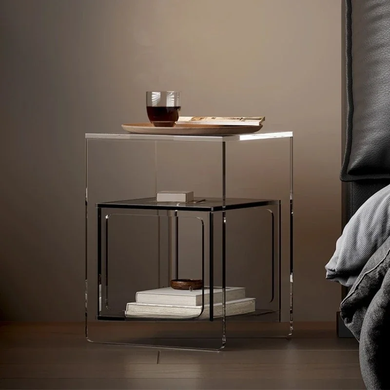 bedside table light luxury high-end bedroom creative shelf Italian cabinet