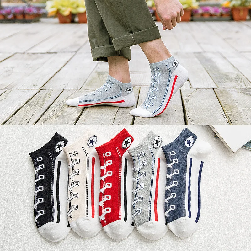 1 Pairs Spring Summer Women\'s Men\'s Boat Socks Cotton Breathable Shallow Mouth Low Top Short Socks for Man Funny Ankle Sneakers