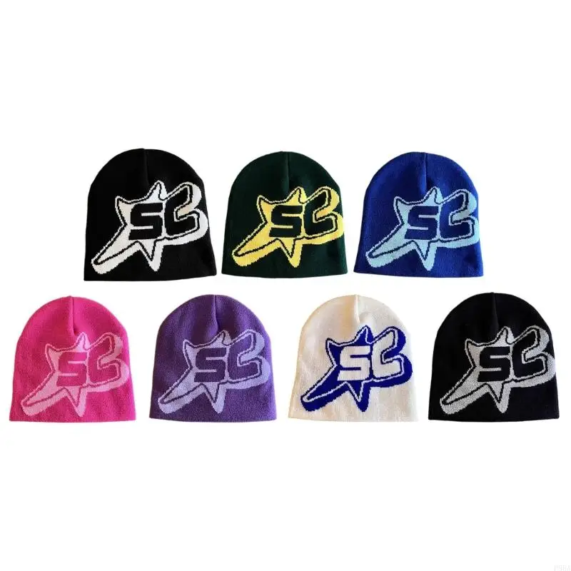 

P88A Knitted Beanie Hiphops Bonnet Y2K Sport Activity Beanie Adults Headdress