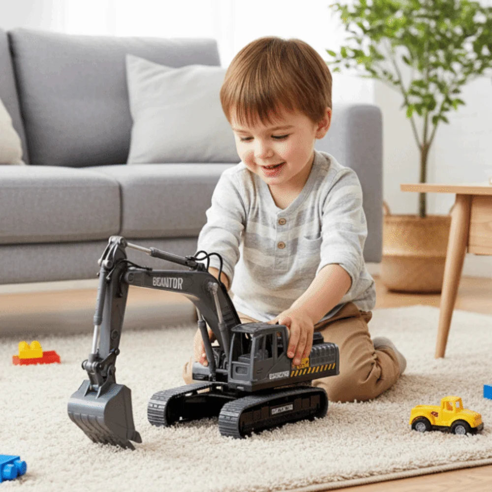 Simulation Inertial Engineering Vehicle Rotatable Flexible Joints Excavator Model Pull Arm Desk Ornaments Forklift Car Model