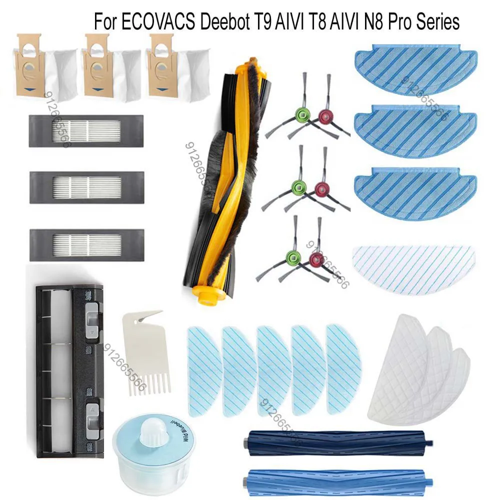 For ECOVACS Deebot T9 AIVI T8 AIVI N8 Pro Series Robot Vacuum Cleaner Side Brush Main Brush Dust Box Filter Accessories Parts