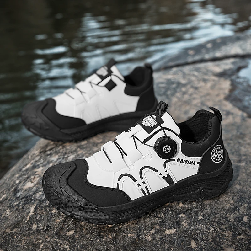 

Стильная мужская треккинговая обувь со шнуровкой и ручкой, удобная уличная рабочая обувь, мужская нескользящая походная обувь на платформе, мужская обувь для скалолазания 2025