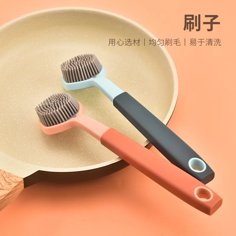 Cleaning brush Kitchen soft plastic long handle silicone brush dishes scrub POTS brush decontamination cleaning brush