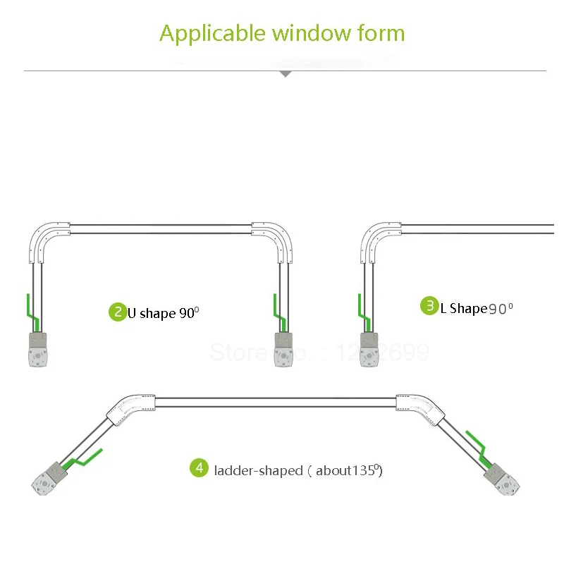 High Quality 90/135 degree U Type and L Type Window Electric Curtain Track Rail Joint Bracket Connector For Automatic Curtain