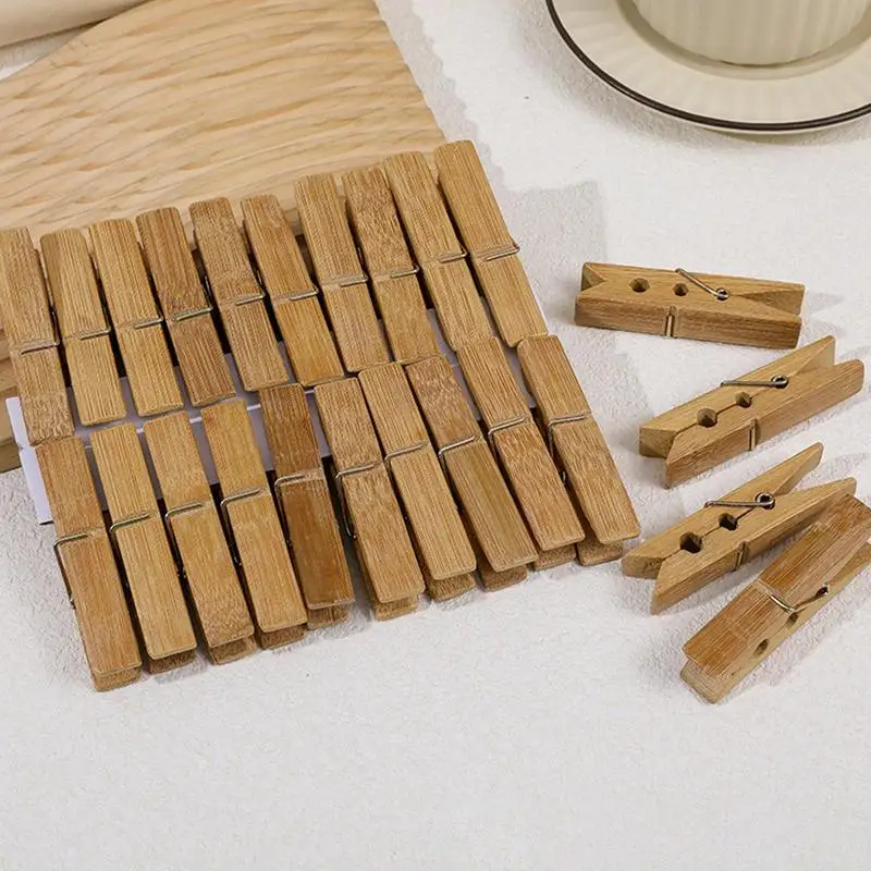 Natural Bamboo Clothespins 20PCS Heavy Duty Clips for Hanging Clothes Photo Crafts Displays Anti moth drying clothes clip