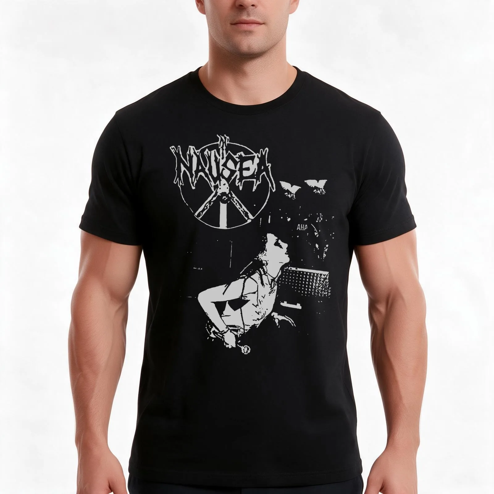 Nausea - Punk - Crust - NYC T-Shirt, Summer Casual Cotton Tee, Oversized Streetwear Tops, Vintage Graphic Print, 100% Cotton