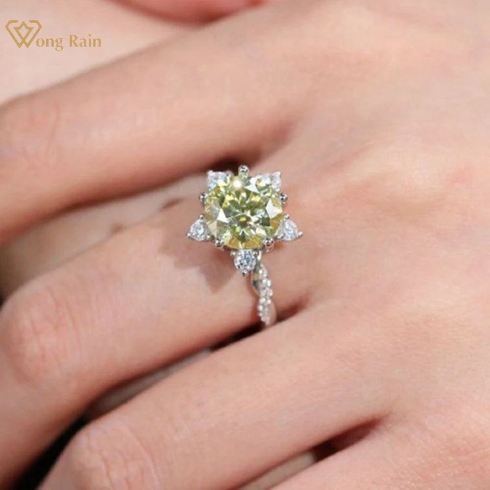 Wong Rain 100% 925 Sterling Silver 3EX VVS1 Colorful Round Cut 3 CT Real Moissanite Diamonds Gems Engagement Rings Fine Jewelry