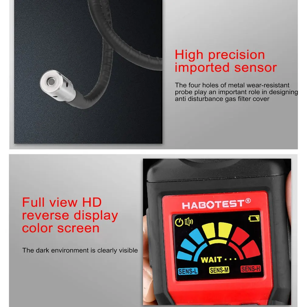 Gas Leak Detector HABOTEST HT601A Flammable Combustible Natural Gas Leak Location Determine Meter Analyzer Sound Alarm
