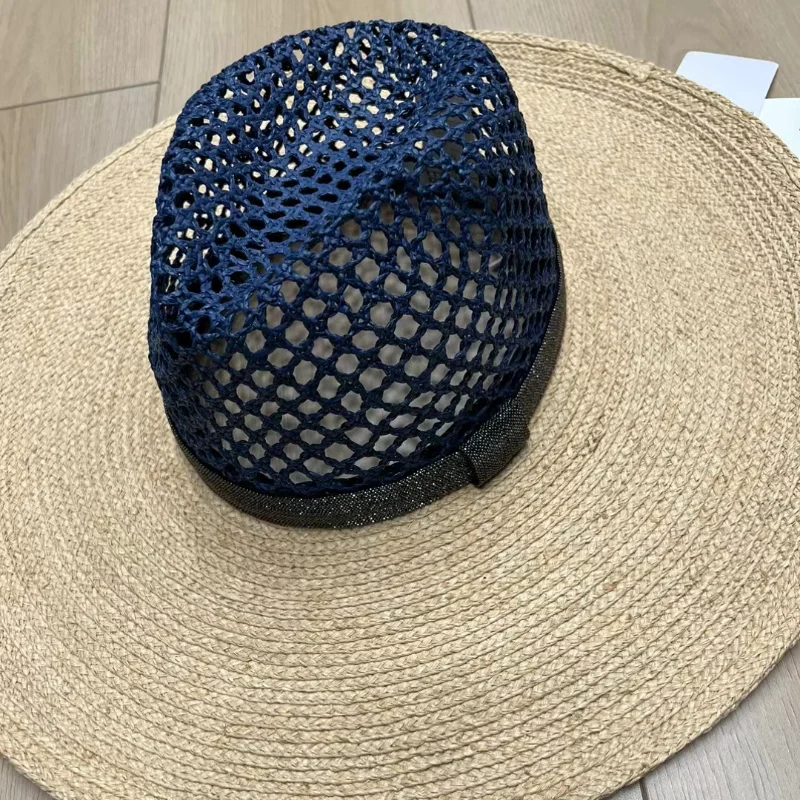 Summer high quality natural straw wide brimmed fedora sun hat