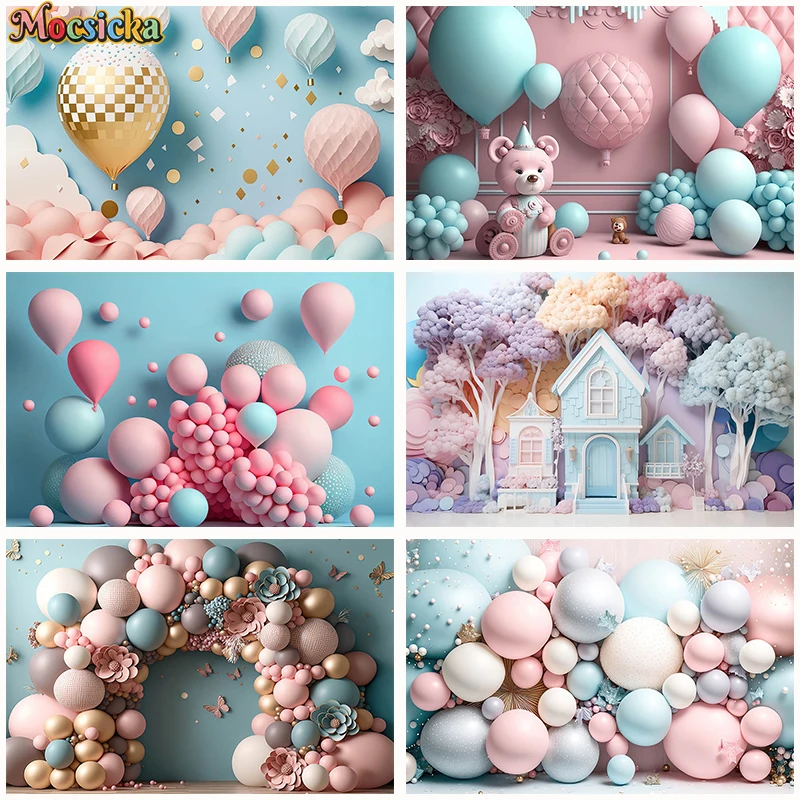 

Newborn 3D Balloon Arch Photographic Background Child Birthday Party Family Photocall Props Photo Baby Cake Smash Backdrop