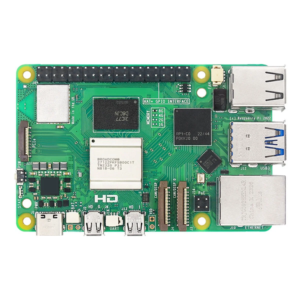 AT87-For Raspberry Pi 5 Development Board 4G RAM BCM2712 2.4GHz VideoCore VII GPU 4Kp60 PCIe 2.0 for Pi5(4G)
