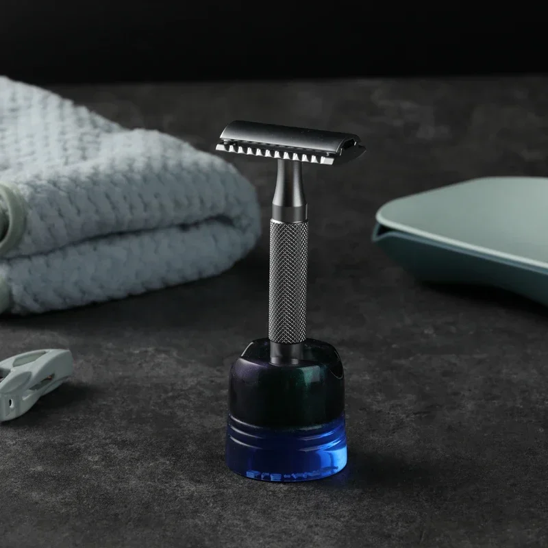 YAQI 14 ミリメートルオーシャン樹脂シェービングカミソリホルダースタンド男性用スタイリッシュなバスルームアクセサリー樹脂クラフトギフト