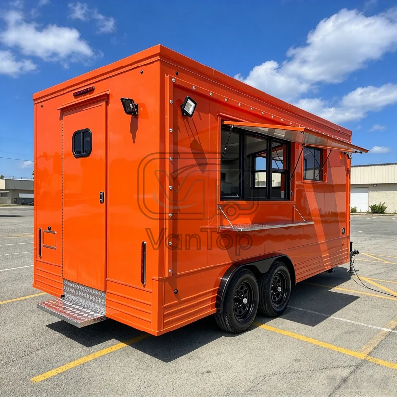 Mobile Restaurant Trailer Food Vending Kitchen Food Service Truck Takeaway Catering Business Equipment