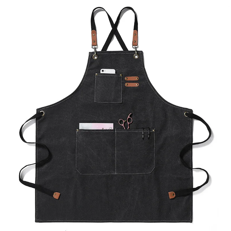 Thick Canvas Plain Apron Kitchen Home Barbecue Coffee Shop Waist Waist Hairdresser Working Apron