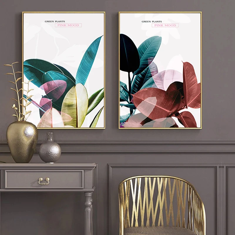 Scandinavian Botanical Colorful Leaf Wall Poster Nordic Abstract Plant Canvas Print Painting Contemporary Art Home Decor Picture