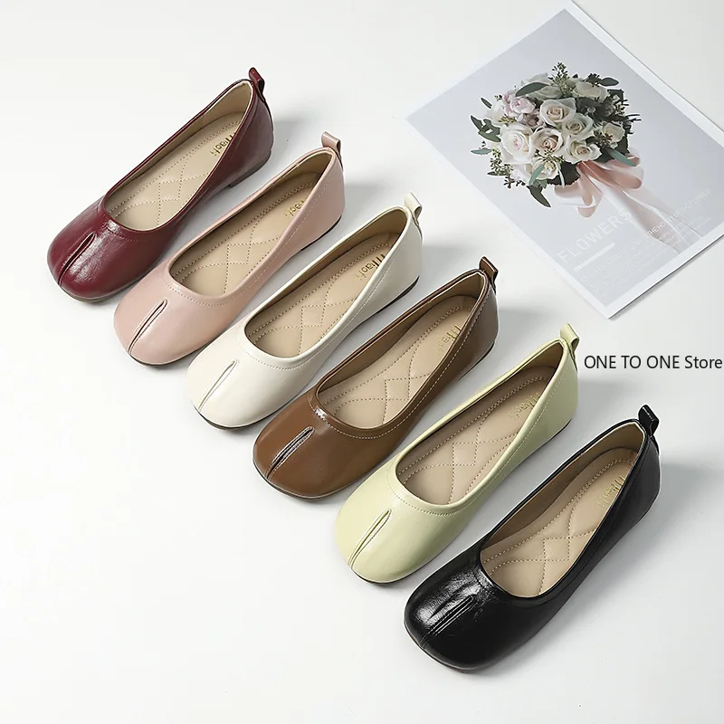 41-43 tabi ninja sapatos mulher microfibra couro confortável apartamentos split toe chinelos de fundo macio mocassins breves senhoras trotter mocassins