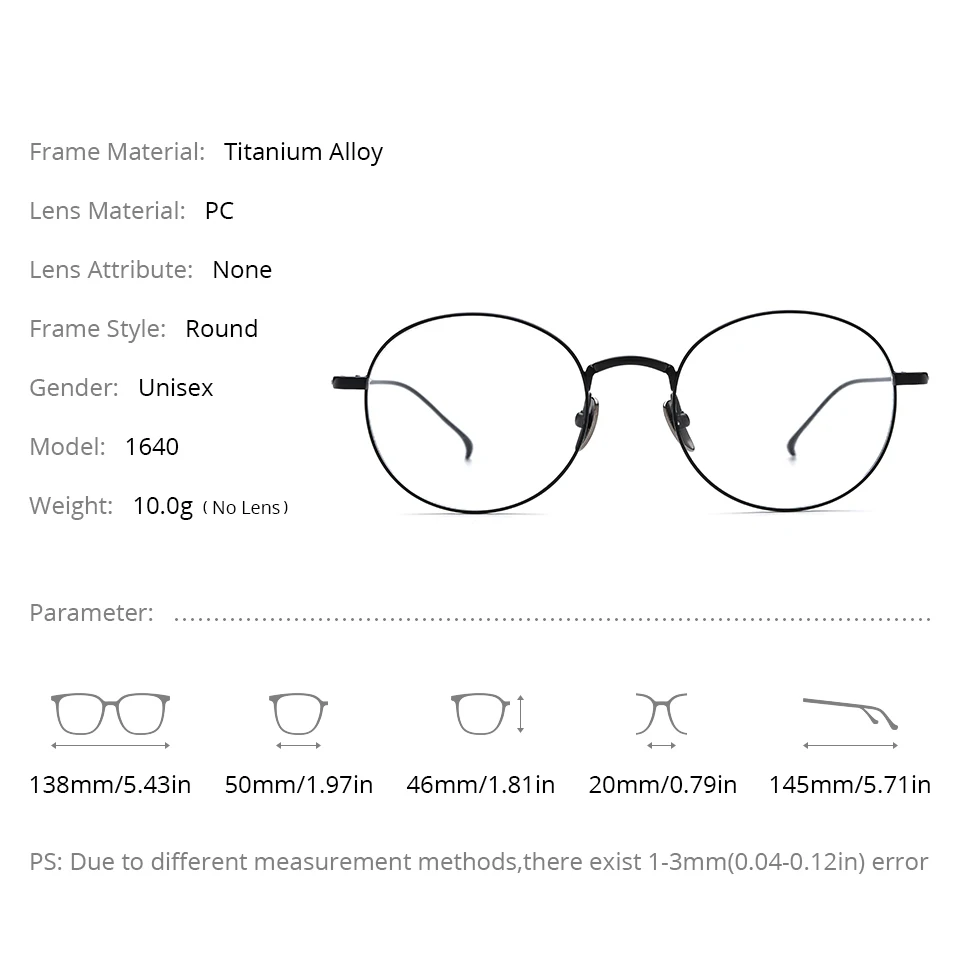 NIANZHEN سبائك التيتانيوم النظارات الإطار الرجال جولة العلامة التجارية تصميم نظارات النساء خفيفة الوزن الرجعية نظارات نظارات 1640