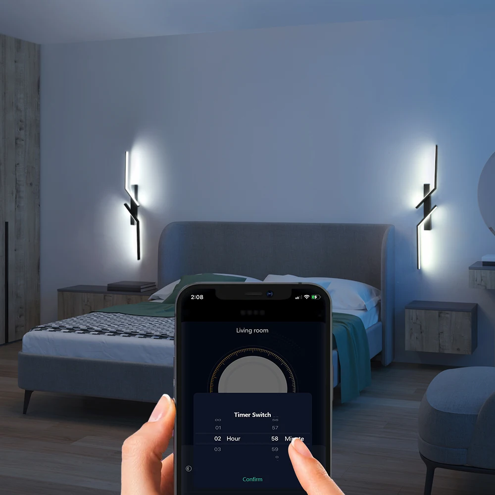 Modern LED Long Wall Lights Bedside Sconces LED Wall Lamps Smart APP Control Living Room For Home Decoration Indoor Lighting