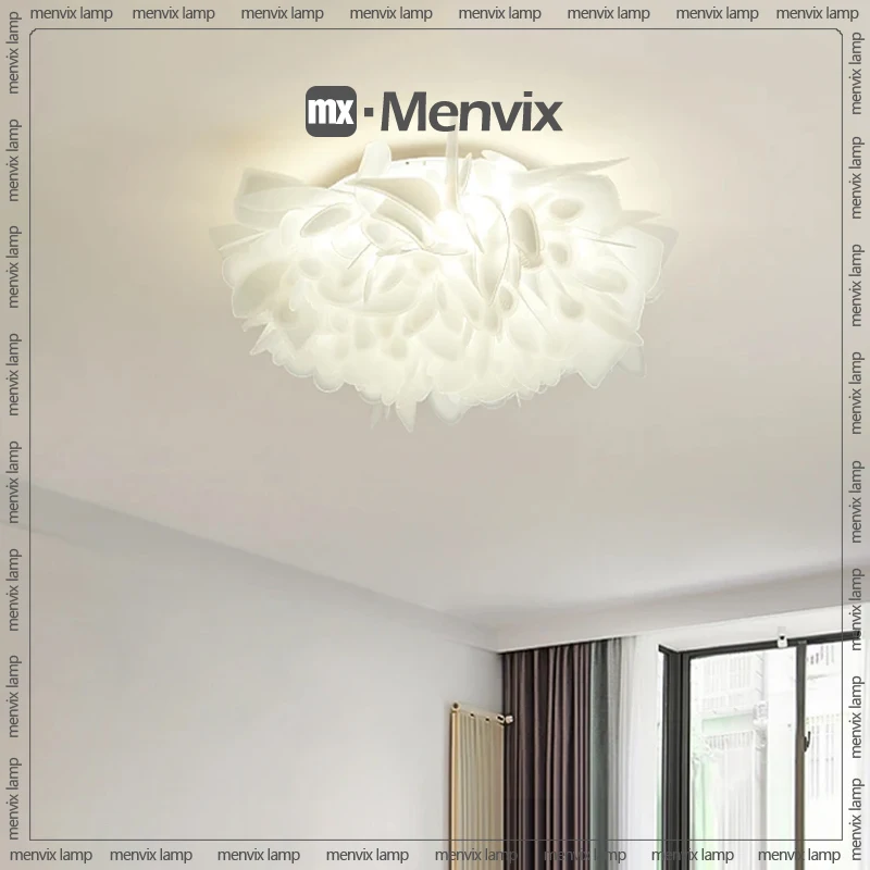 Imagem -05 - Menvix Modern White Led Lustres Luz de Teto Decoração de Pétala Suporte da Lâmpada Quarto Sala de Jantar